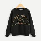 Shein Girls Gesture Print Front Pullover