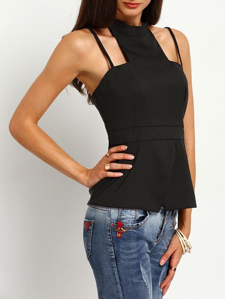Shein Black Split Cut Out Tank Top