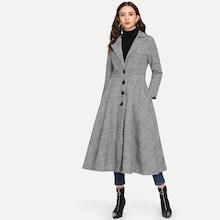 Shein Single Breasted Wales Check Coat