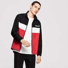 Shein Men Zip Up Color Block Letter Jacket