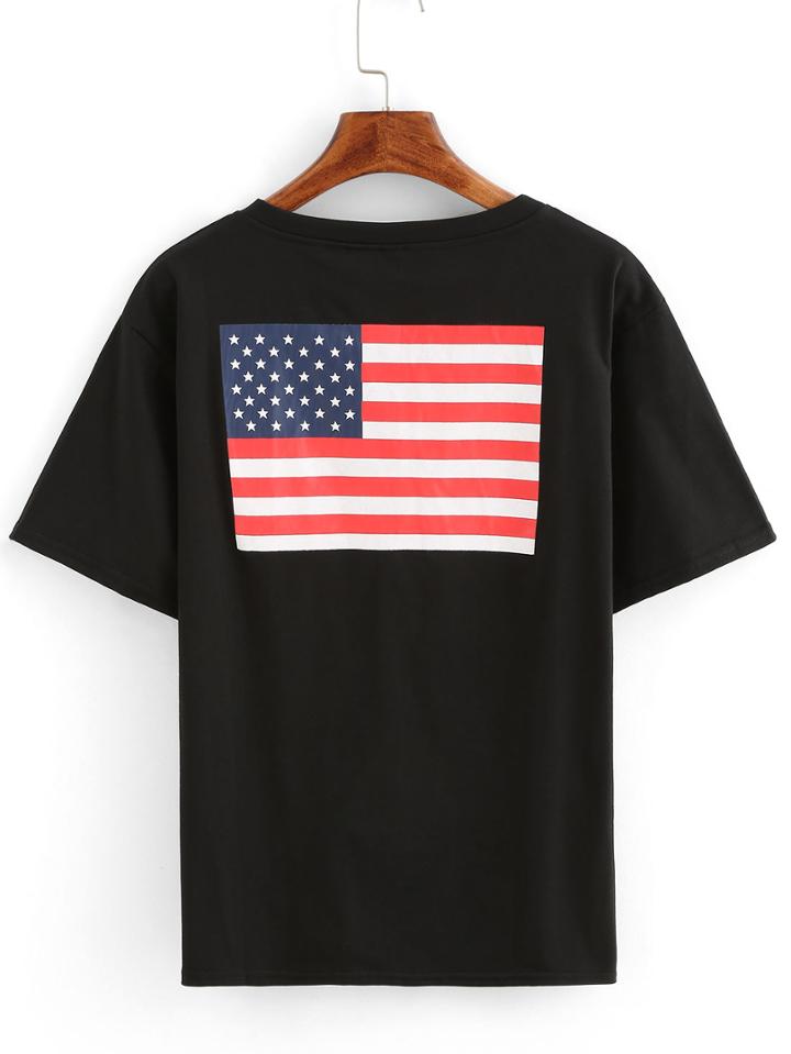 Shein Stars And Stripes Print T-shirt