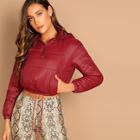 Shein Drawstring Hem Crop Padded Coat