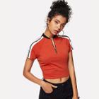 Shein Zip Up Raglan Sleeve Crop Tee