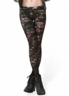 Rosewe Elastic Waist Solid Black Lace Leggings