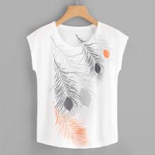 Shein Leaf Print T-shirt