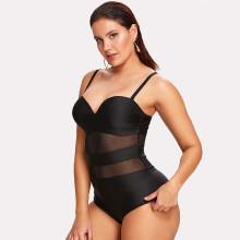Shein Plus Mesh Panel Swimsuit