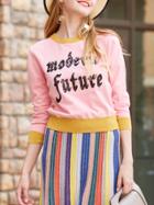 Shein Color Block Letters Sequined Sweater