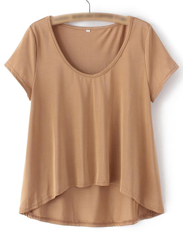 Shein Coffe Short Sleeve High Low T-shirt