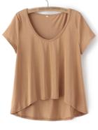 Shein Coffe Short Sleeve High Low T-shirt