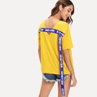 Shein Slogan Strap Detail Printed Tee