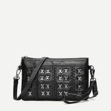 Shein Weave Detail Metal Shoulder Bag