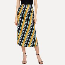 Shein Shirred Side Striped Skirt