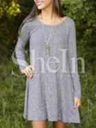 Shein Grey Cut Out Back Elbow Patch Dress