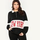 Shein Plus Cut And Sew Letter Print Sweatshirt