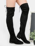 Shein Flat Heel Thigh High Boots Black