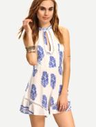 Shein Keyhole Halter Floral Print Romper