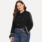 Shein Plus Contrast Binding Button Up Shirt