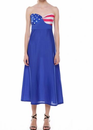 Rosewe Printed Backless High Waist Sleeveless Dress