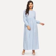 Shein Striped Bishop Sleeve Longline Dress
