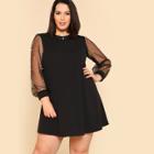 Shein Plus Pearl Beading Mesh Sleeve Dress