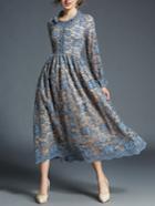 Shein Scallop Trim Button Front Lace Dress