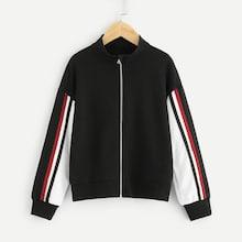 Shein Girls Zip Up Color Block Sweatshirt