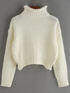 Shein Beige Turtle Neck Crop Sweater