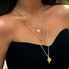 Shein Coin & Cross Layered Pendant Necklace