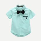 Shein Boys Tie Neck Curved Hem Blouse
