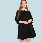 Shein Plus Contrast Collar Pearl Embellished Dress