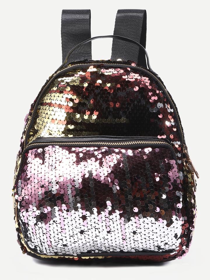 Shein Faux Leather Sequin Backpack