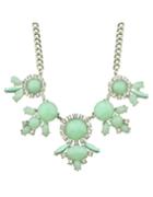 Shein Blue Imitation Gemstone Flower Women Statement Necklace