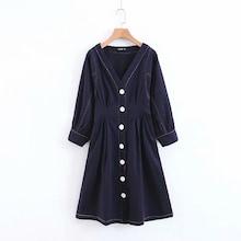 Shein Button Through Contrast Stitching Dress