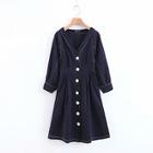 Shein Button Through Contrast Stitching Dress
