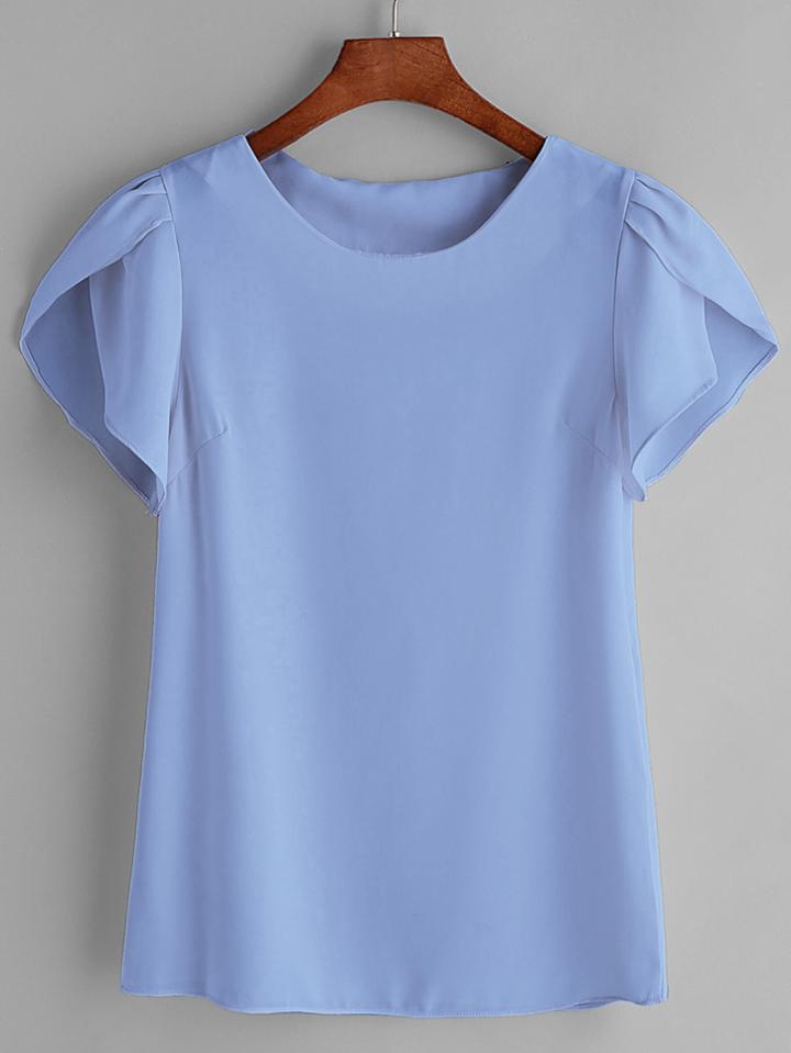 Shein Petal Sleeve Chiffon Blouse