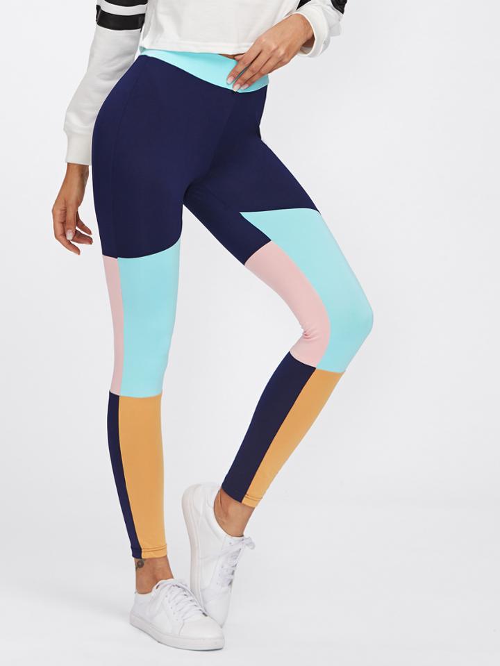 Shein Cut And Sew Color Block Leggings