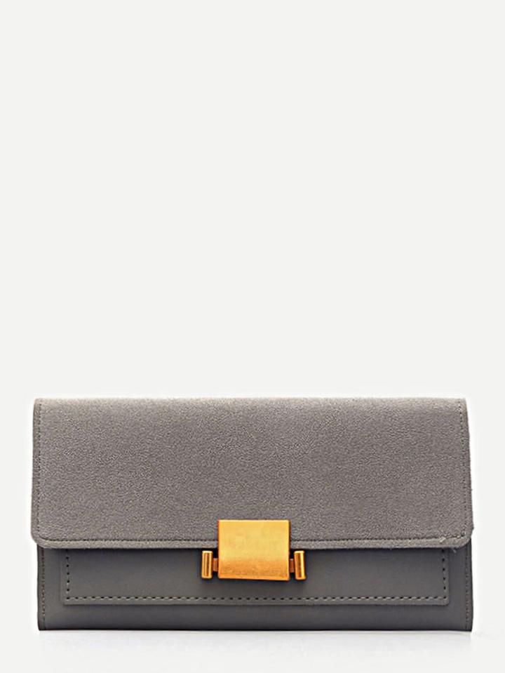Shein Pu Panel Flap Wallet