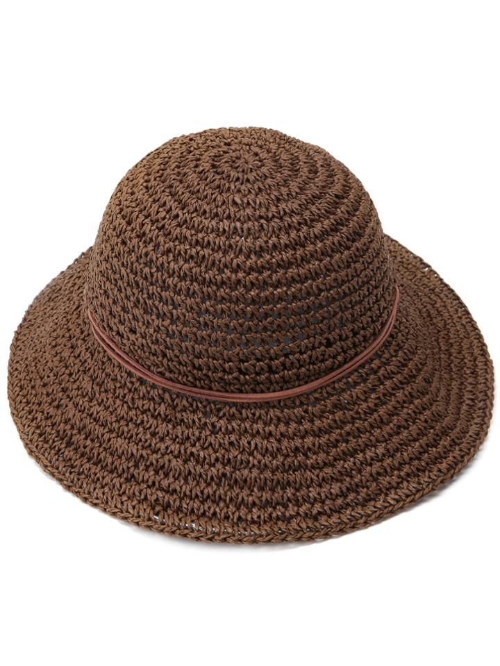 Shein Coffee Bow Trim Straw Hat