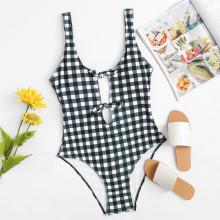 Shein Gingham Cut-out Swimsuit