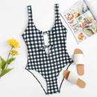Shein Gingham Cut-out Swimsuit