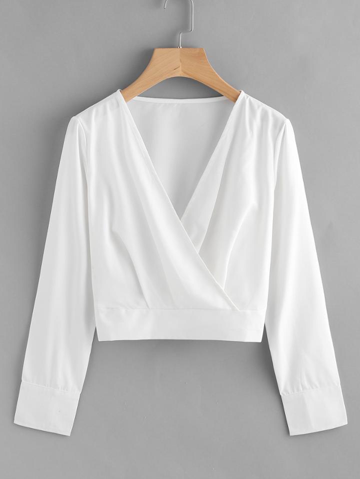 Shein V Neckline Surplice Crop Top