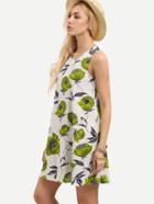 Shein Multicolor Sleeveless Floral Shift Dress