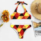 Shein Triangle Print Halter Bikini Set