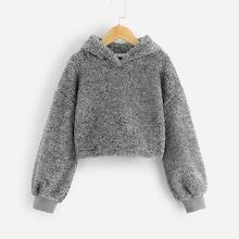 Shein Girls Solid Teddy Hoodie