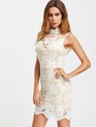 Shein Lace Overlay Exposed Zip Back Dress