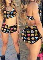 Rosewe Two Piece Character Print Swimwear Set