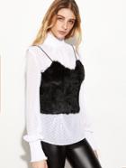 Shein Black Faux Fur Crop Cami Top