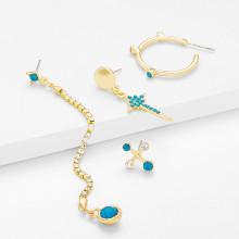 Shein Cross & Chain Design Earring Set With Rhinestone