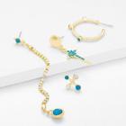 Shein Cross & Chain Design Earring Set With Rhinestone
