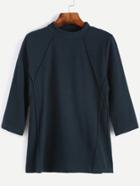 Shein Mock Neck Elbow Sleeve T-shirt